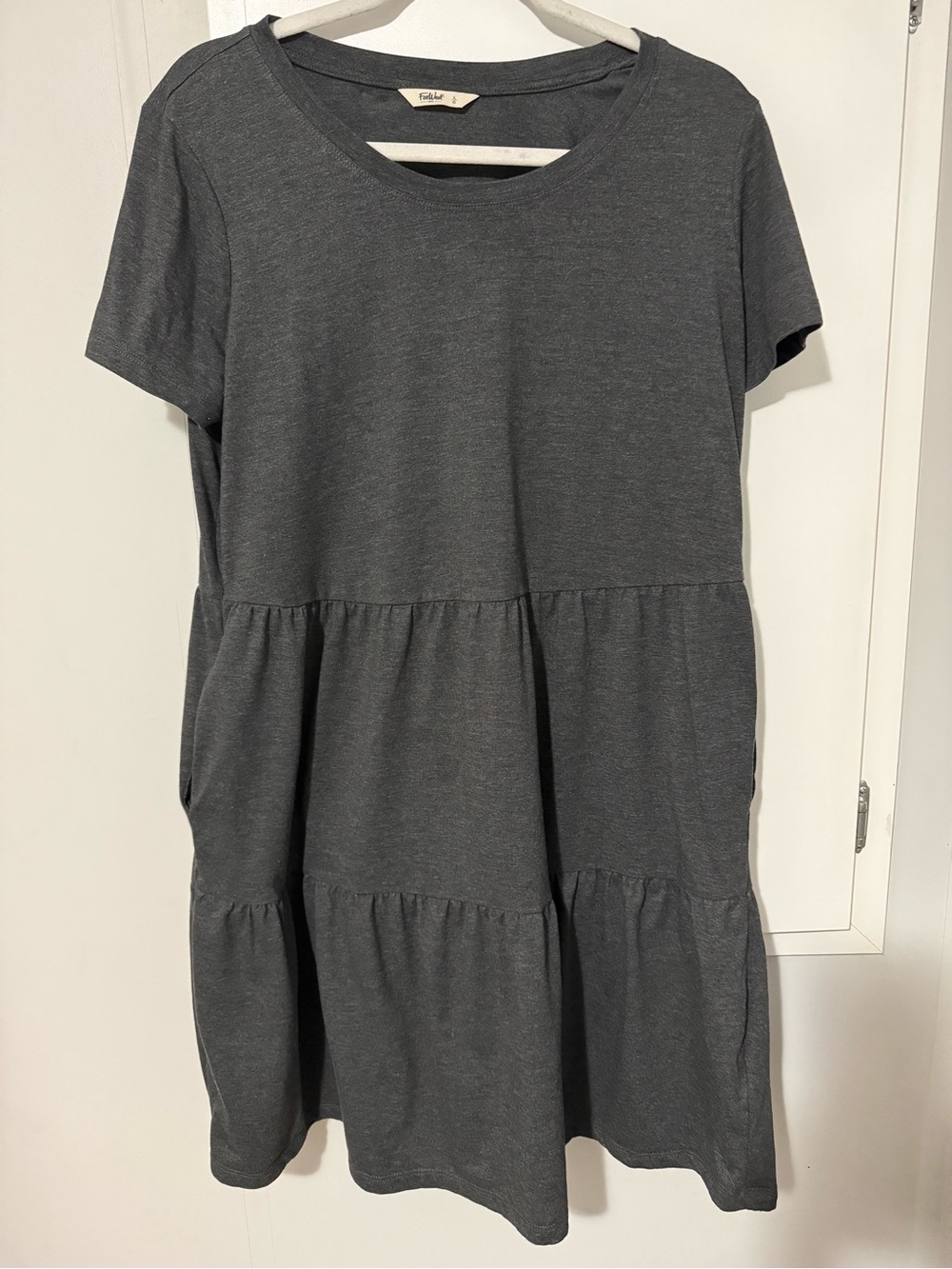 151. Far West Tiered Swing Midi Dress in Charcoal Large